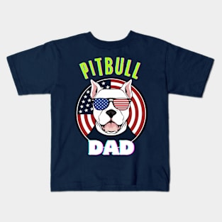 Pitbull Dad USA Flag Kids T-Shirt